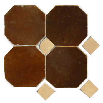Mosaic House Moroccan tile Kora MJD 19-14 Brown Natural, Unglazed, Terracotta  zellige, mosaic, zellij, field, pattern, glaze, simple, classic, octagonal 